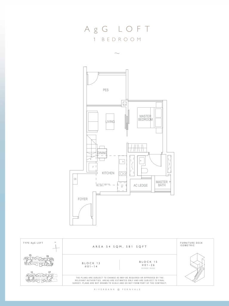 Riverbank at Fernvale floor plan 581 sqft Type AgG Loft