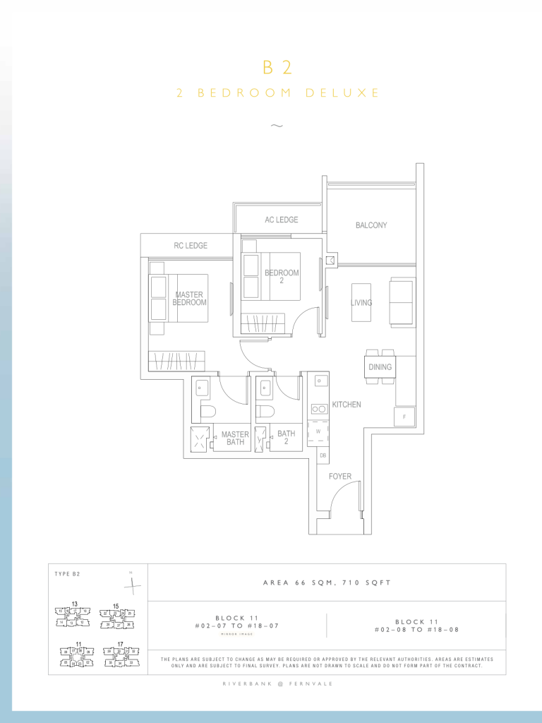 Riverbank at Fernvale floor plan 710 sqft Type B2