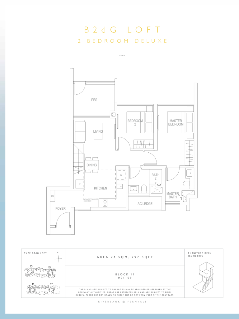 Riverbank at Fernvale floor plan 797 sqft Type B2dG Loft
