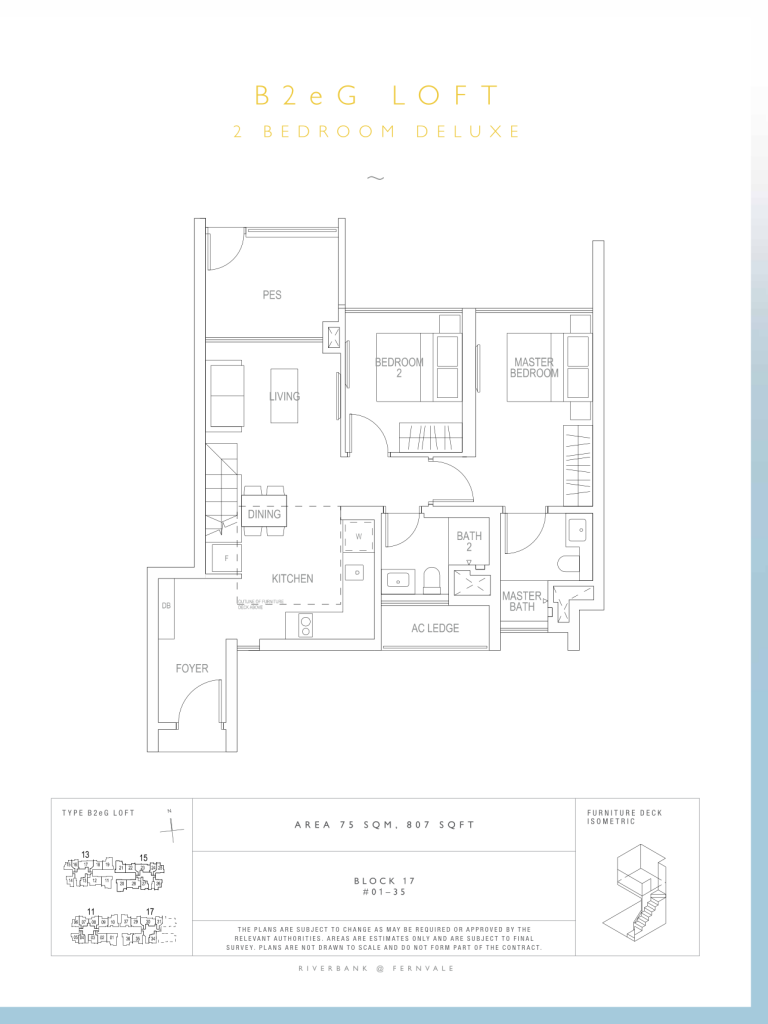 Riverbank at Fernvale floor plan 807 sqft Type B2eG Loft