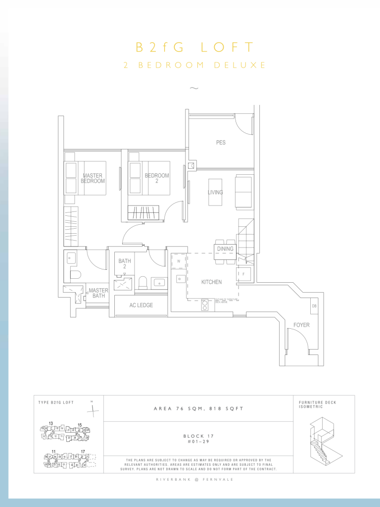 Riverbank at Fernvale floor plan 818 sqft Type B2fG Loft