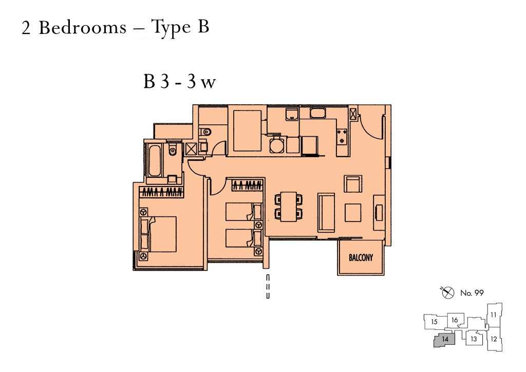 Rivergate floor plan 1,023 sqft Type B3-3