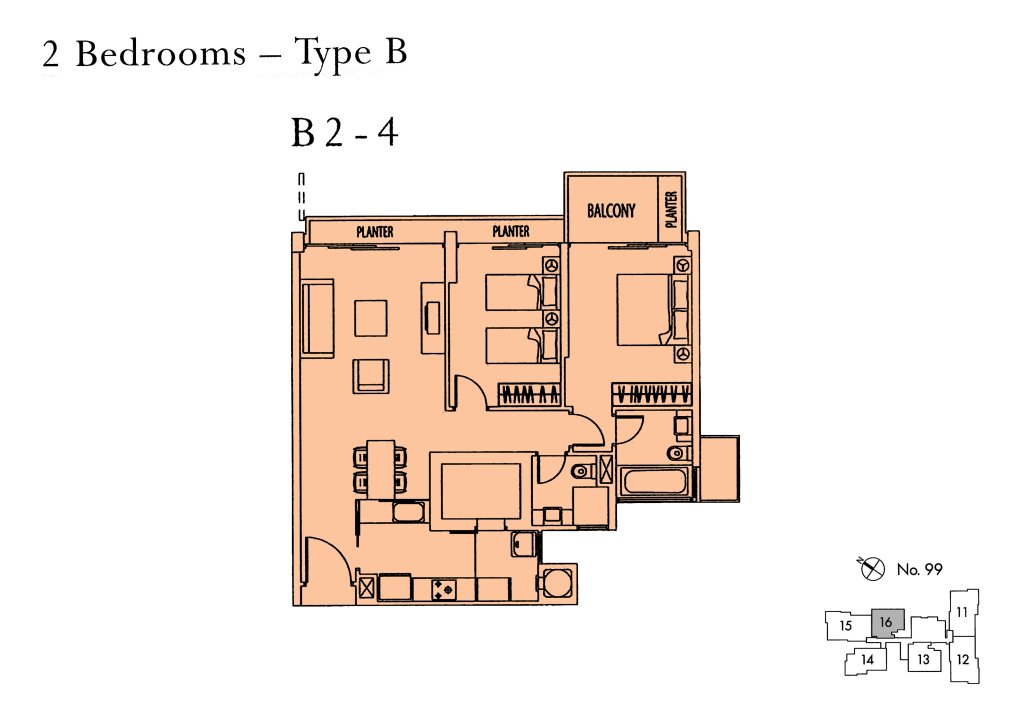 Rivergate floor plan 1,033 sqft Type B2-4