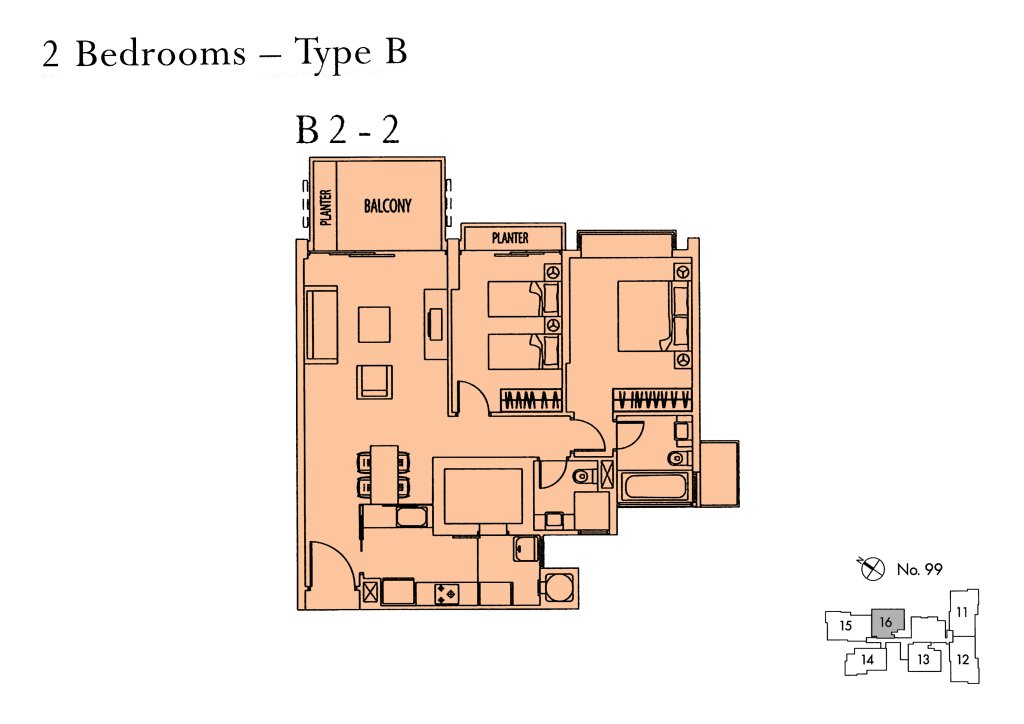 Rivergate floor plan 1,044 sqft Type B2-2