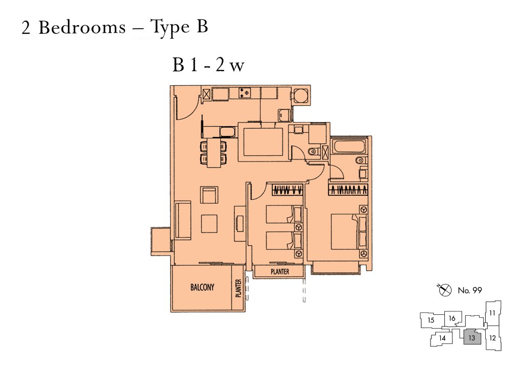 Rivergate floor plan 1,055 sqft Type B1-2