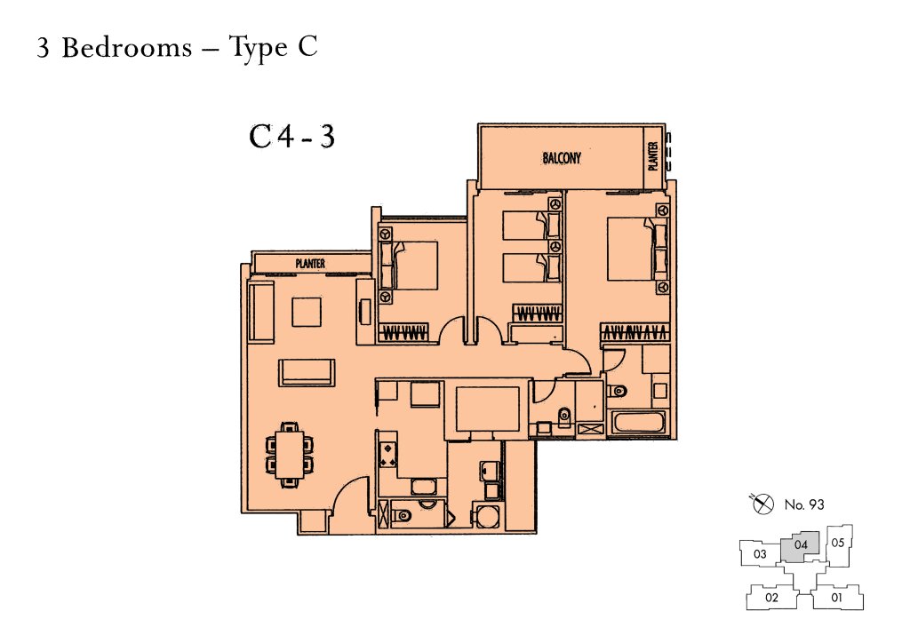 Rivergate floor plan 1,464 sqft Type C4-3