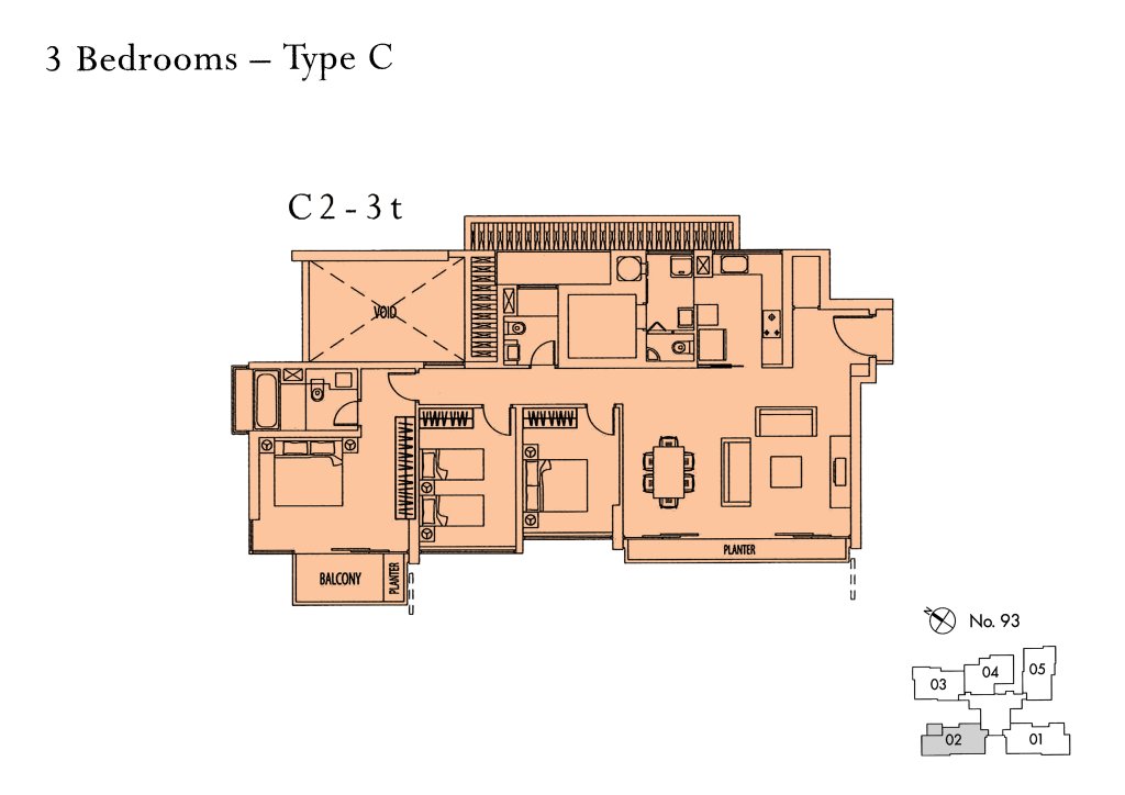 Rivergate floor plan 1,485 sqft Type C2-3