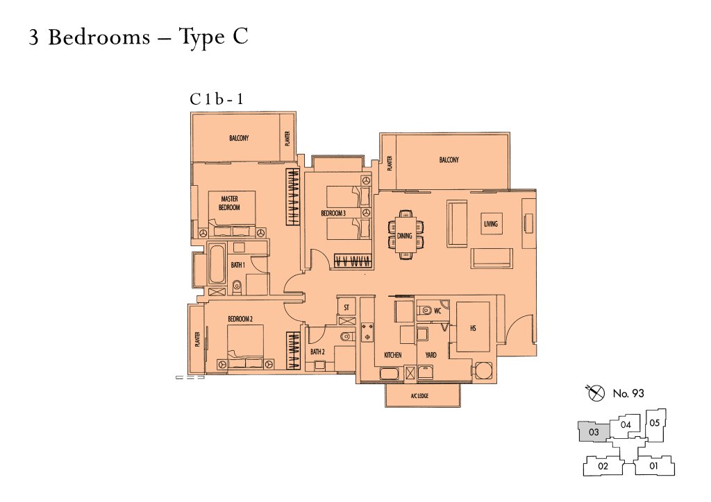 Rivergate floor plan 1,604 sqft Type C1B-1
