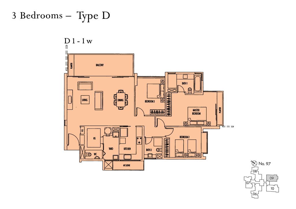 Rivergate floor plan 1,711 sqft Type D1-1