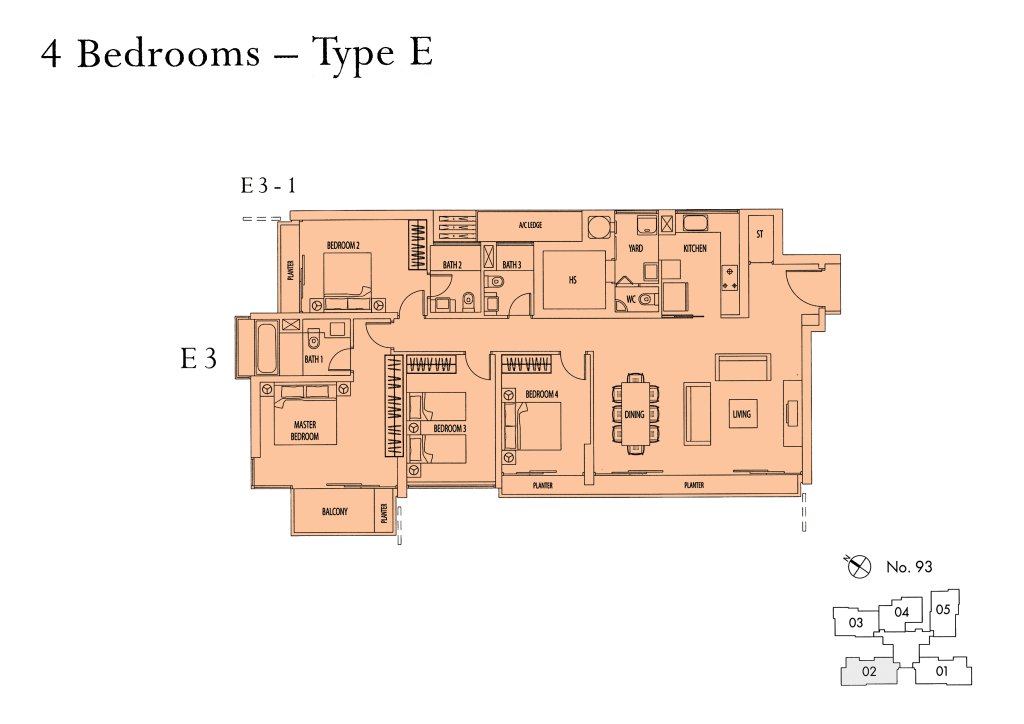 Rivergate floor plan 1,722 sqft Type E3-1