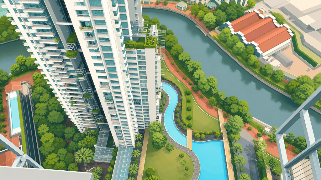 Rivergate the towers and the river bend