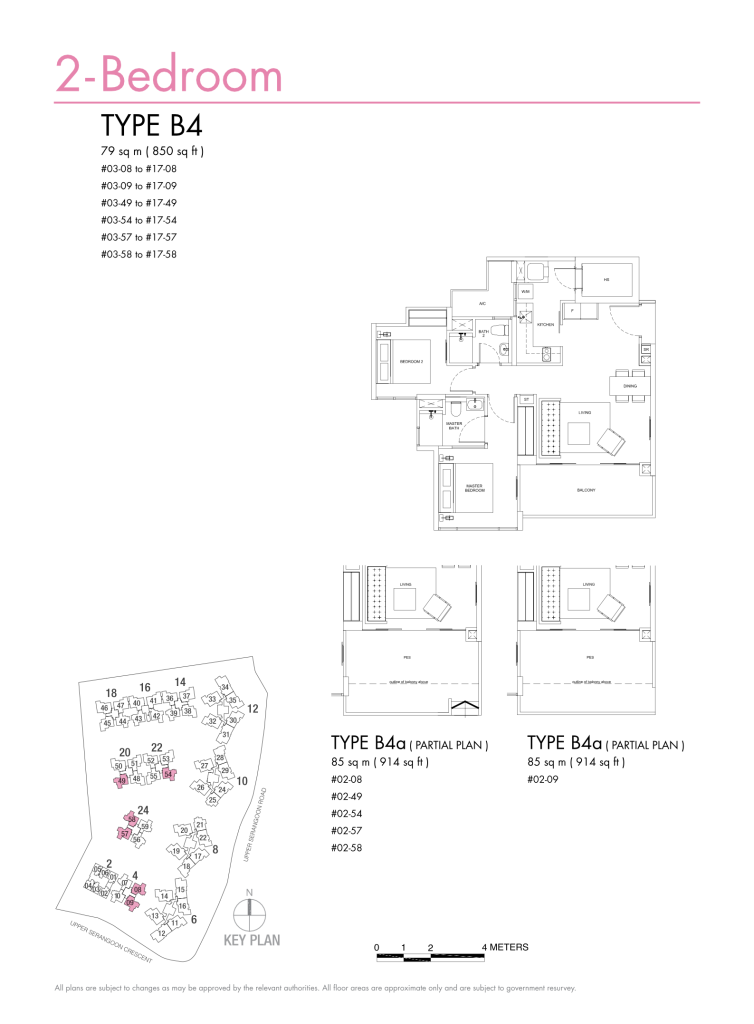 Riversails floor plan Type B4, 850 sqft, Hougang, Singapore