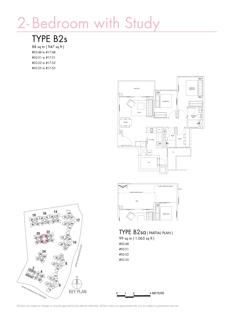 Riversails floor plan Type B2s, 947 sqft, Hougang, Singapore