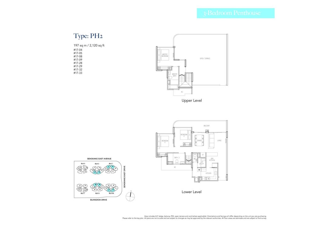 Riversound Residence floor plan Type PH2, 2120 sqft, Sengkang, Singapore