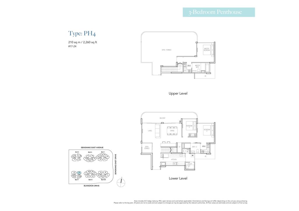 Riversound Residence floor plan Type PH4, 2260 sqft, Sengkang, Singapore
