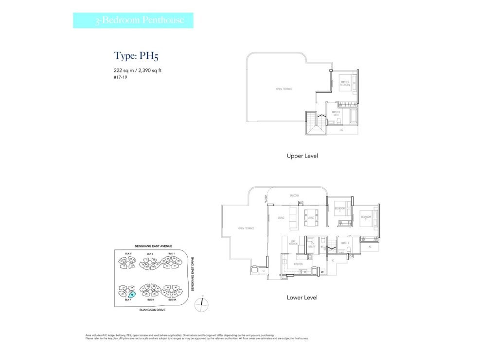 Riversound Residence floor plan Type Ph5, 2390 sqft, Sengkang, Singapore