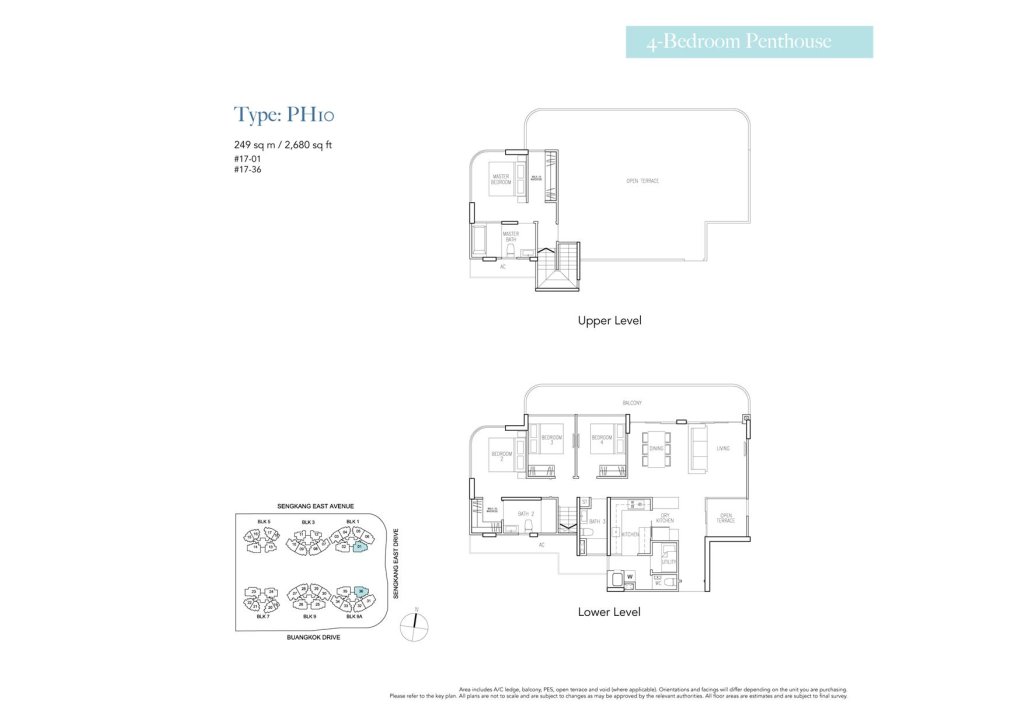 Riversound Residence floor plan Type PH10, 2680 sqft, Sengkang, Singapore