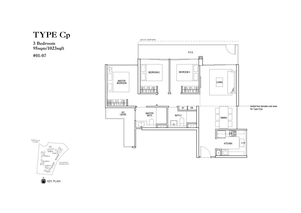 Rivertrees Residences floor plan 1,023 sqft Type Cp