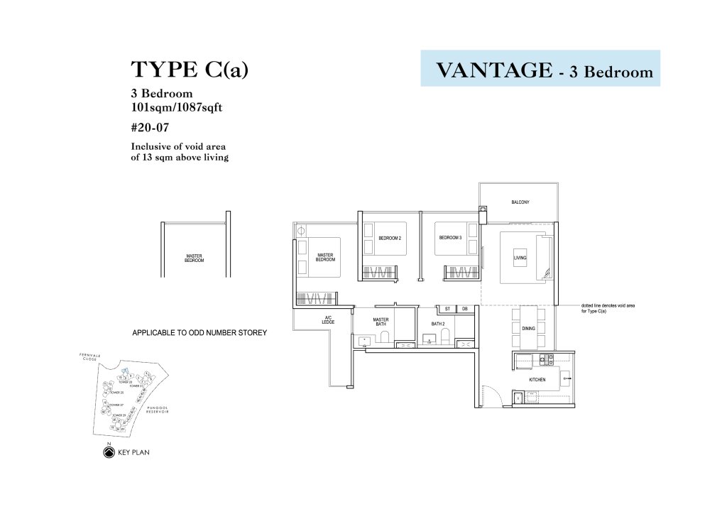 Rivertrees Residences floor plan 1,087 sqft Type C(a)