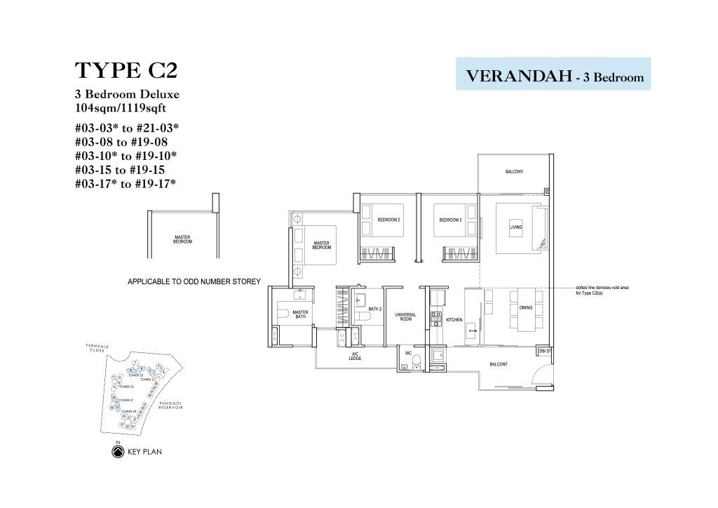 Rivertrees Residences floor plan 1,119 sqft Type C2