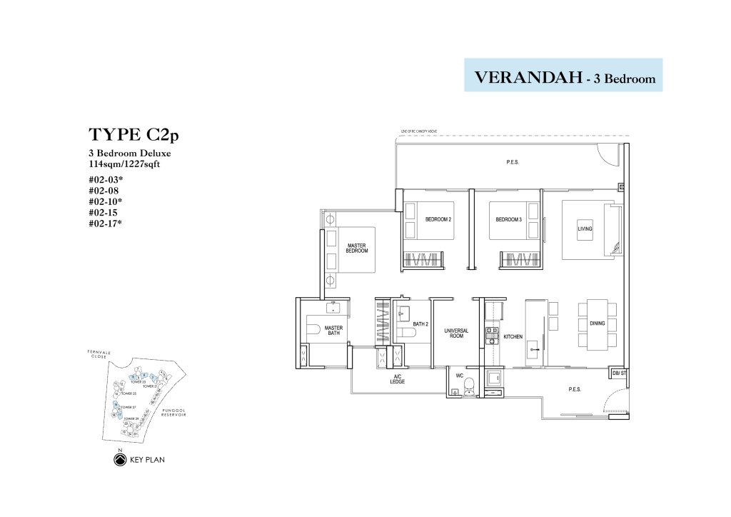 Rivertrees Residences floor plan 1,227 sqft Type C2p