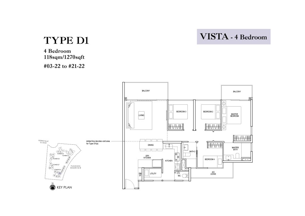 Rivertrees Residences floor plan 1,270 sqft Type D1