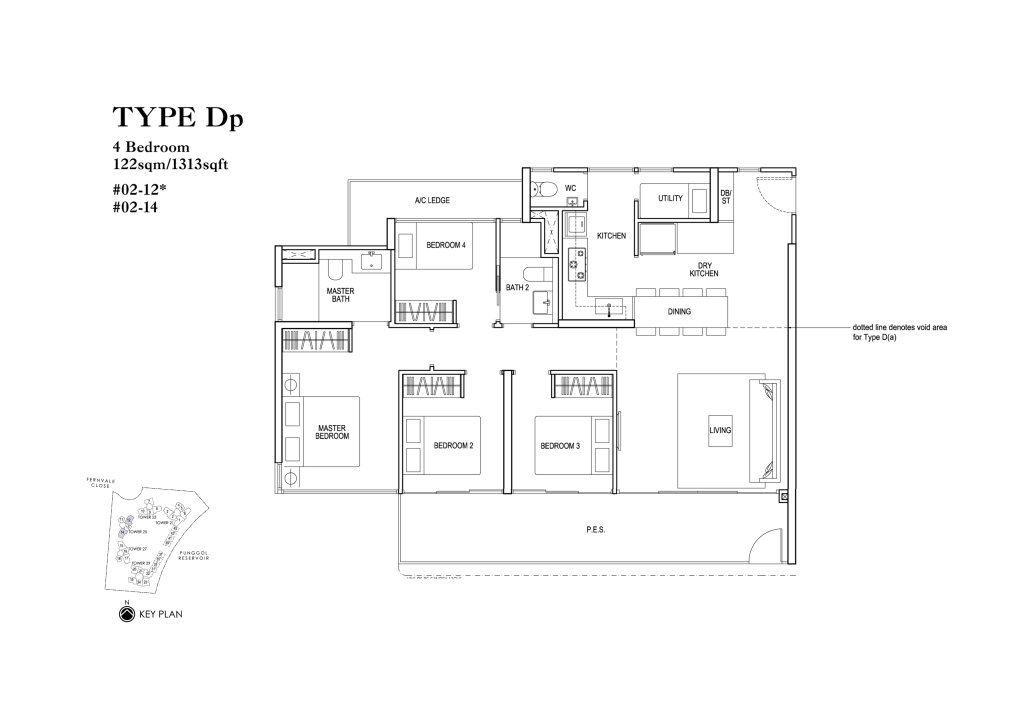 Rivertrees Residences floor plan 1,313 sqft Type Dp