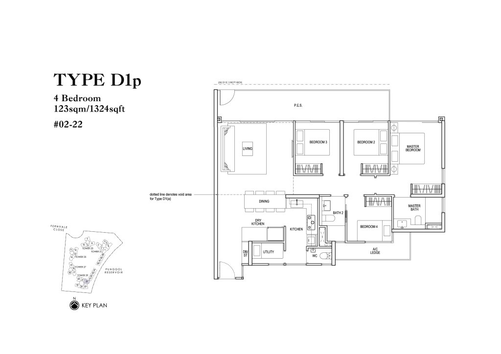 Rivertrees Residences floor plan 1,324 sqft Type D1p