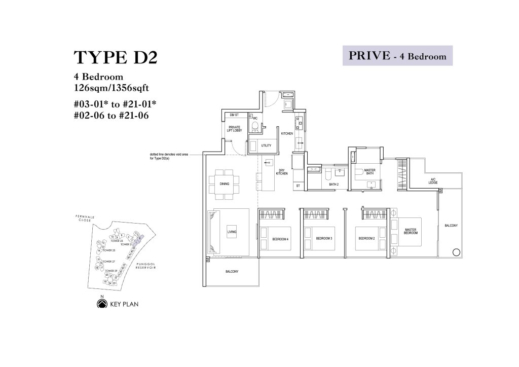 Rivertrees Residences floor plan 1,356 sqft Type D2