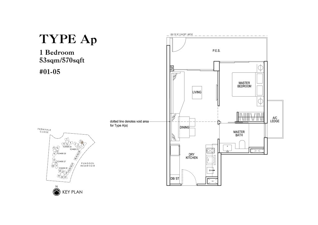 Rivertrees Residences floor plan 570 sqft Type Ap
