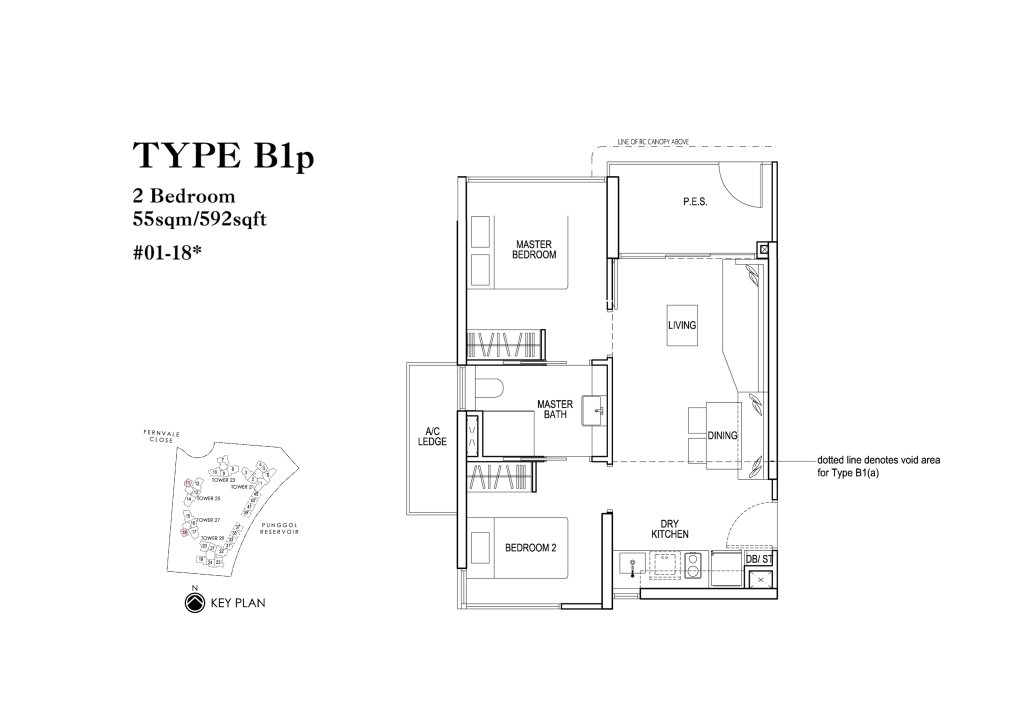 Rivertrees Residences floor plan 592 sqft Type B1p