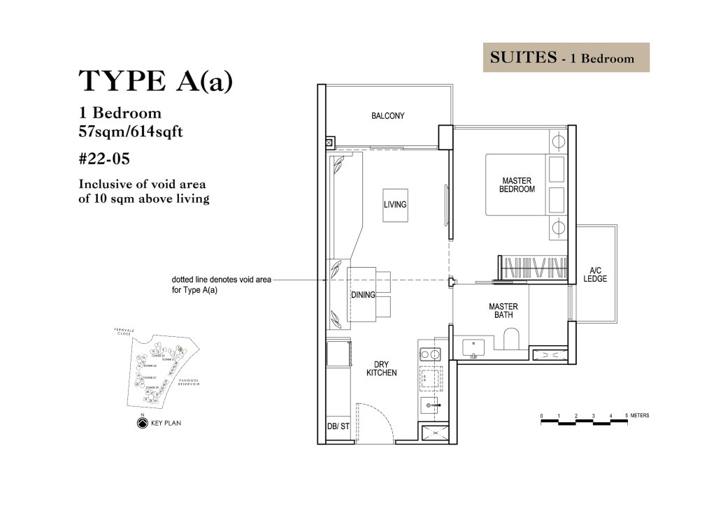 Rivertrees Residences floor plan 614 sqft Type A(a)