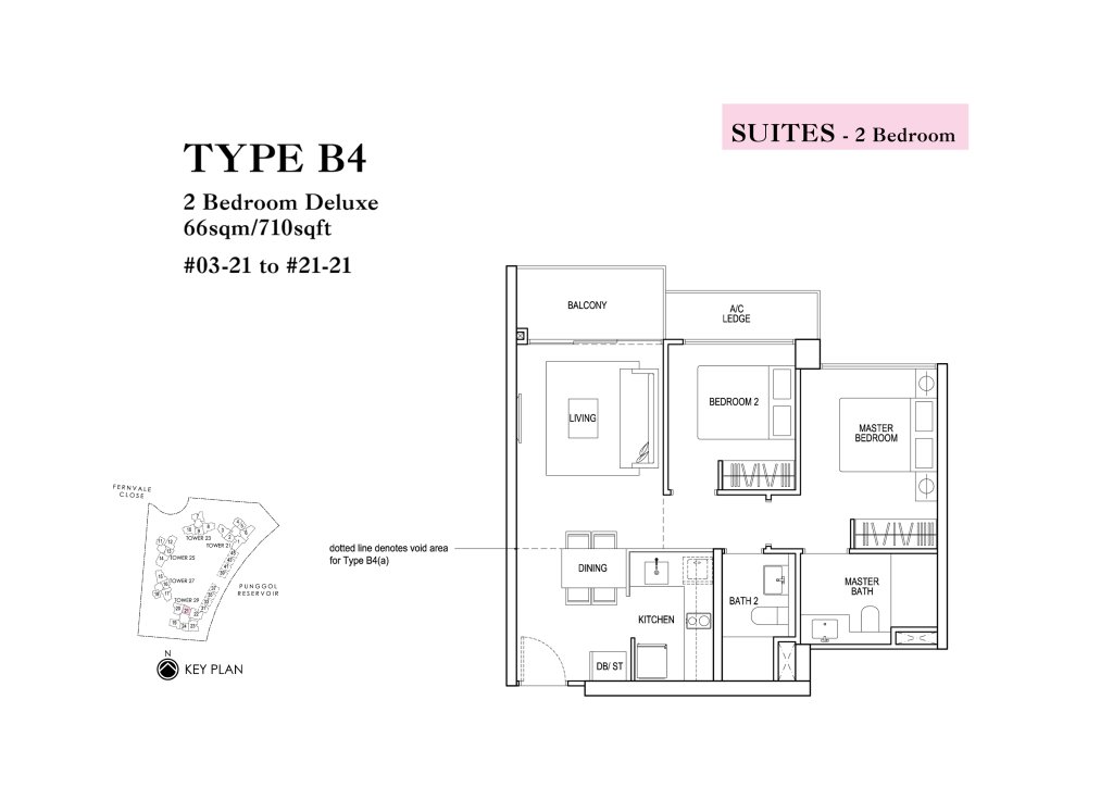 Rivertrees Residences floor plan 710 sqft Type B4