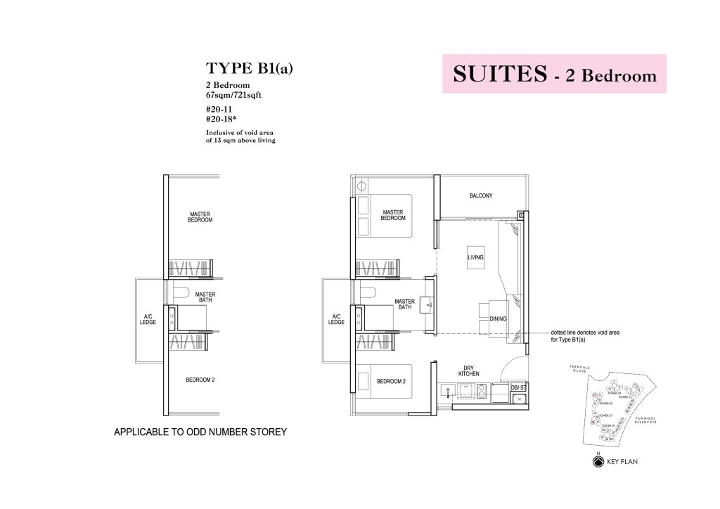 Rivertrees Residences floor plan 721 sqft Type B1(a)