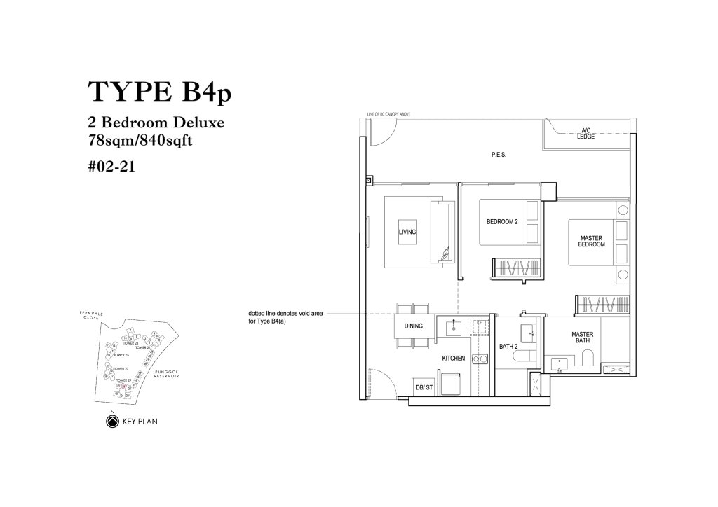 Rivertrees Residences floor plan 840 sqft Type B4p