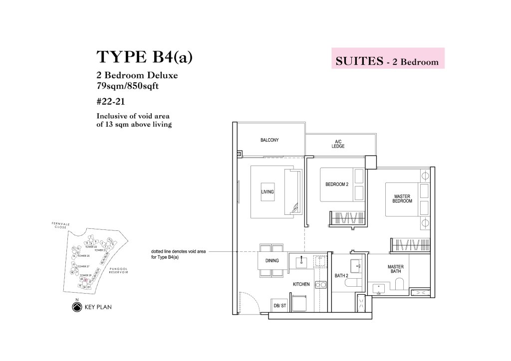 Rivertrees Residences floor plan 850 sqft Type B4(a)