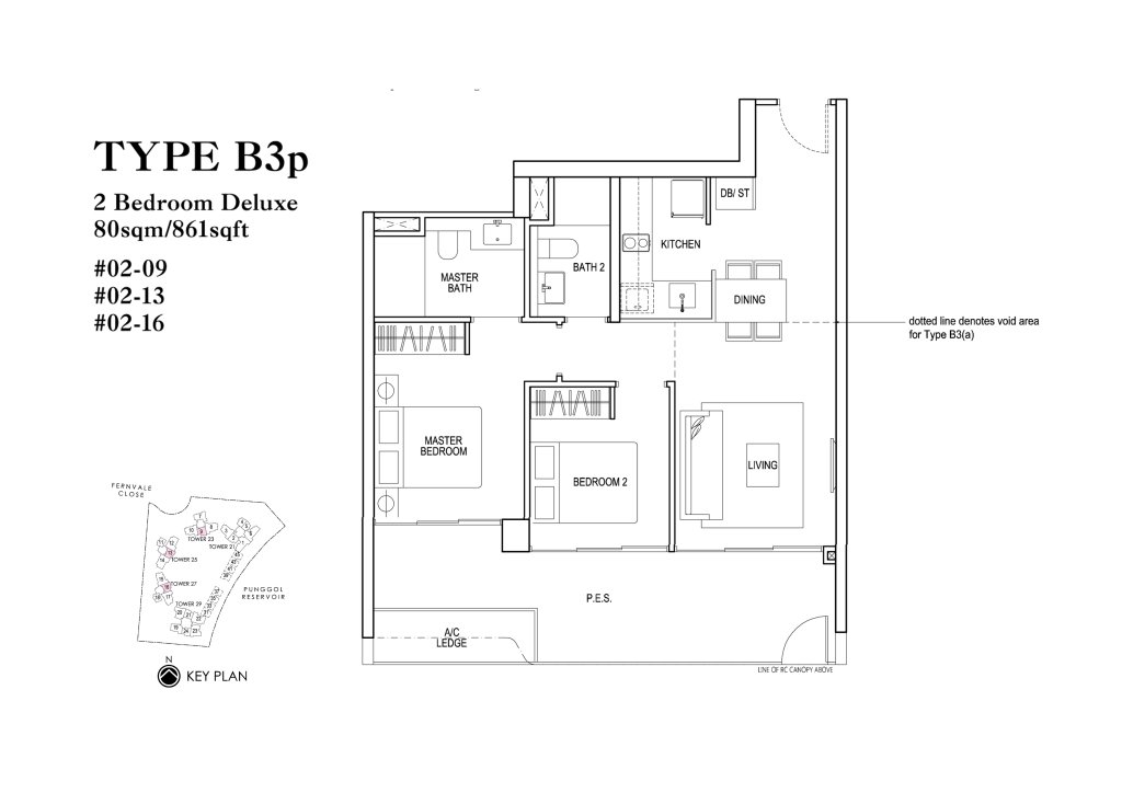 Rivertrees Residences floor plan 861 sqft Type B3p