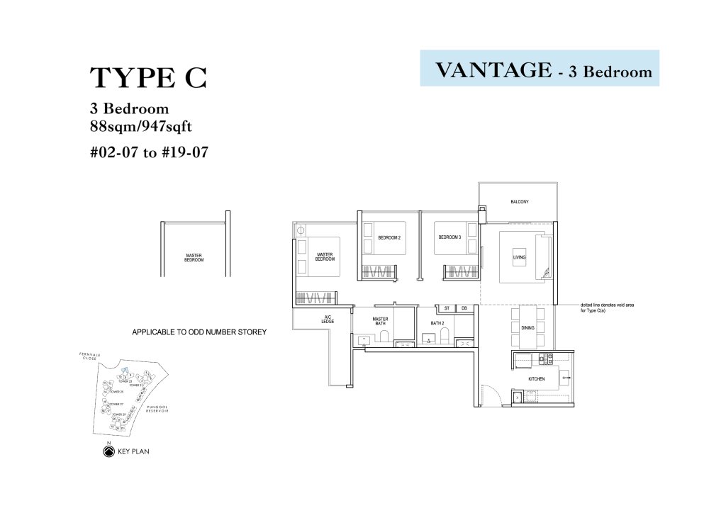 Rivertrees Residences floor plan 947 sqft Type C