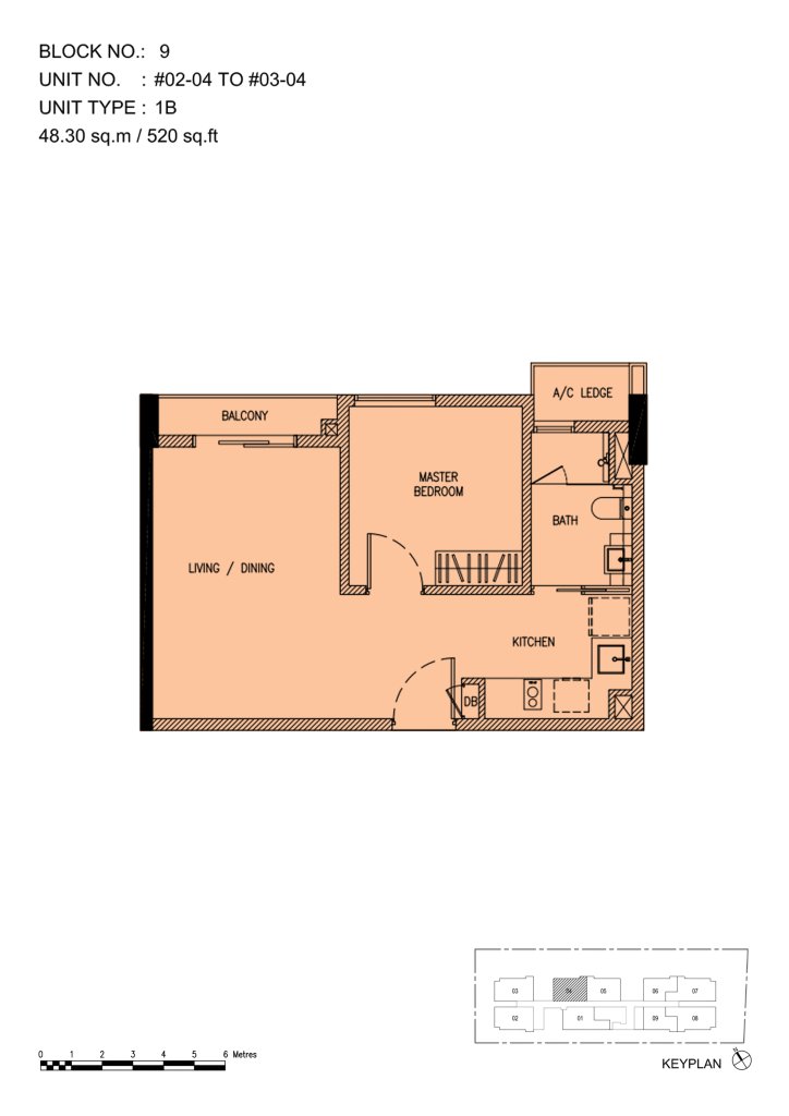Roots @ Transit floor plan 517 sqft Type 1B