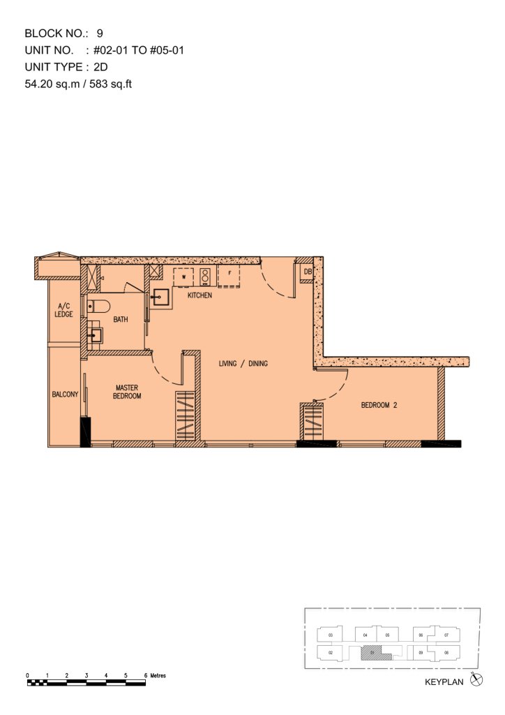 Roots @ Transit floor plan 581 sqft Type 2D