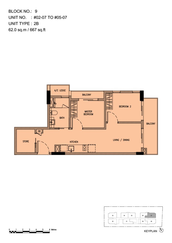 Roots @ Transit floor plan 667 sqft Type 2B