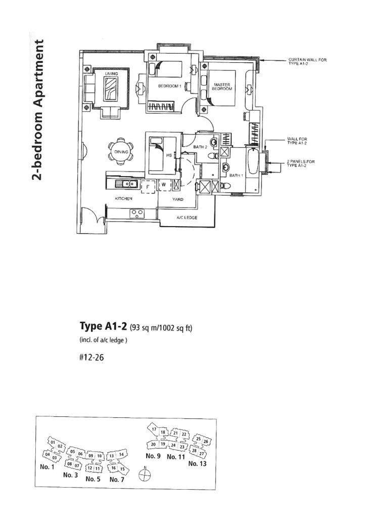 Rosewood floor plan 1,002 sqft Type A1-2