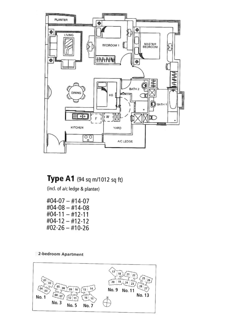 Rosewood floor plan 1,012 sqft Type A1