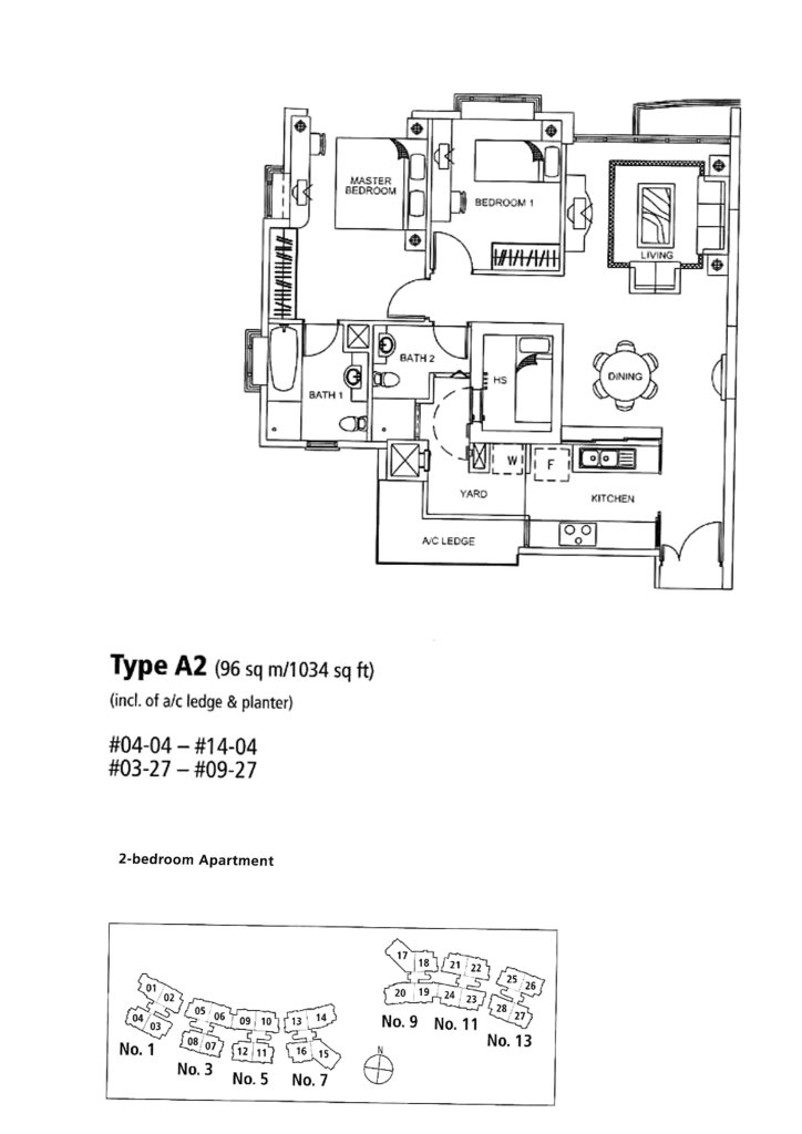 Rosewood floor plan 1,034 sqft Type A2