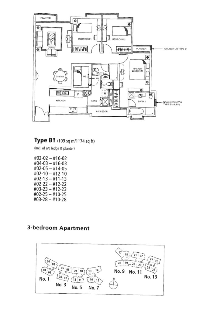 Rosewood floor plan 1,173 sqft Type B1