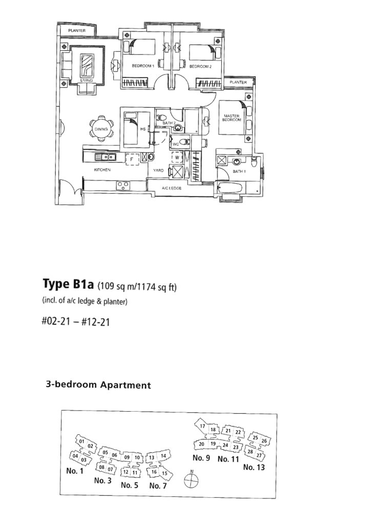 Rosewood floor plan 1,174 sqft Type B1a