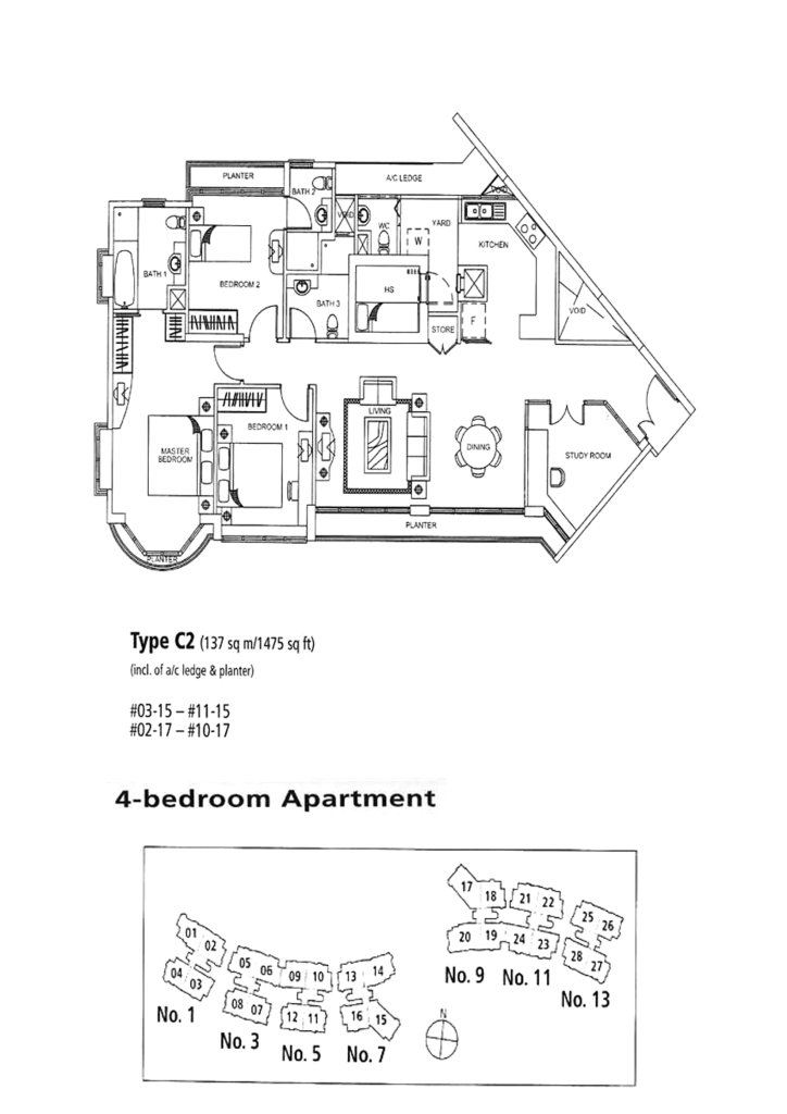 Rosewood floor plan 1,432 sqft Type C2