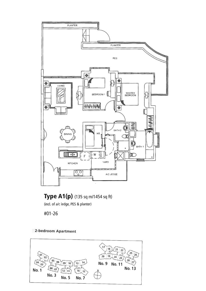 Rosewood floor plan 1,454 sqft Type A1(p)