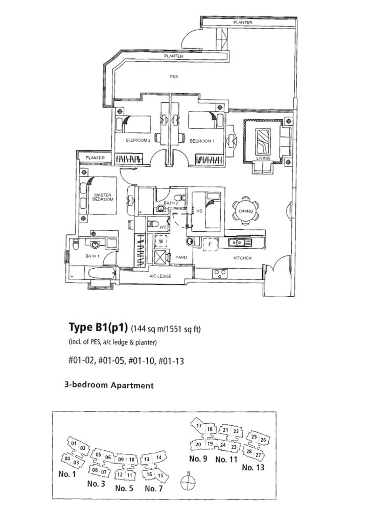 Rosewood floor plan 1,551 sqft Type B1(p1)