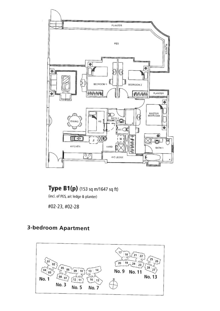 Rosewood floor plan 1,647 sqft Type B1(p)
